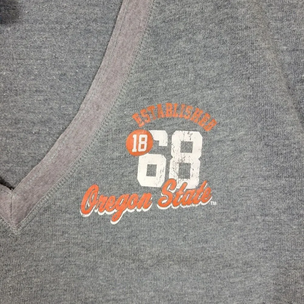 Oregon State Beavers Women's Size Large Gray  V-Neck Sweater 3/4 Sleeve Football